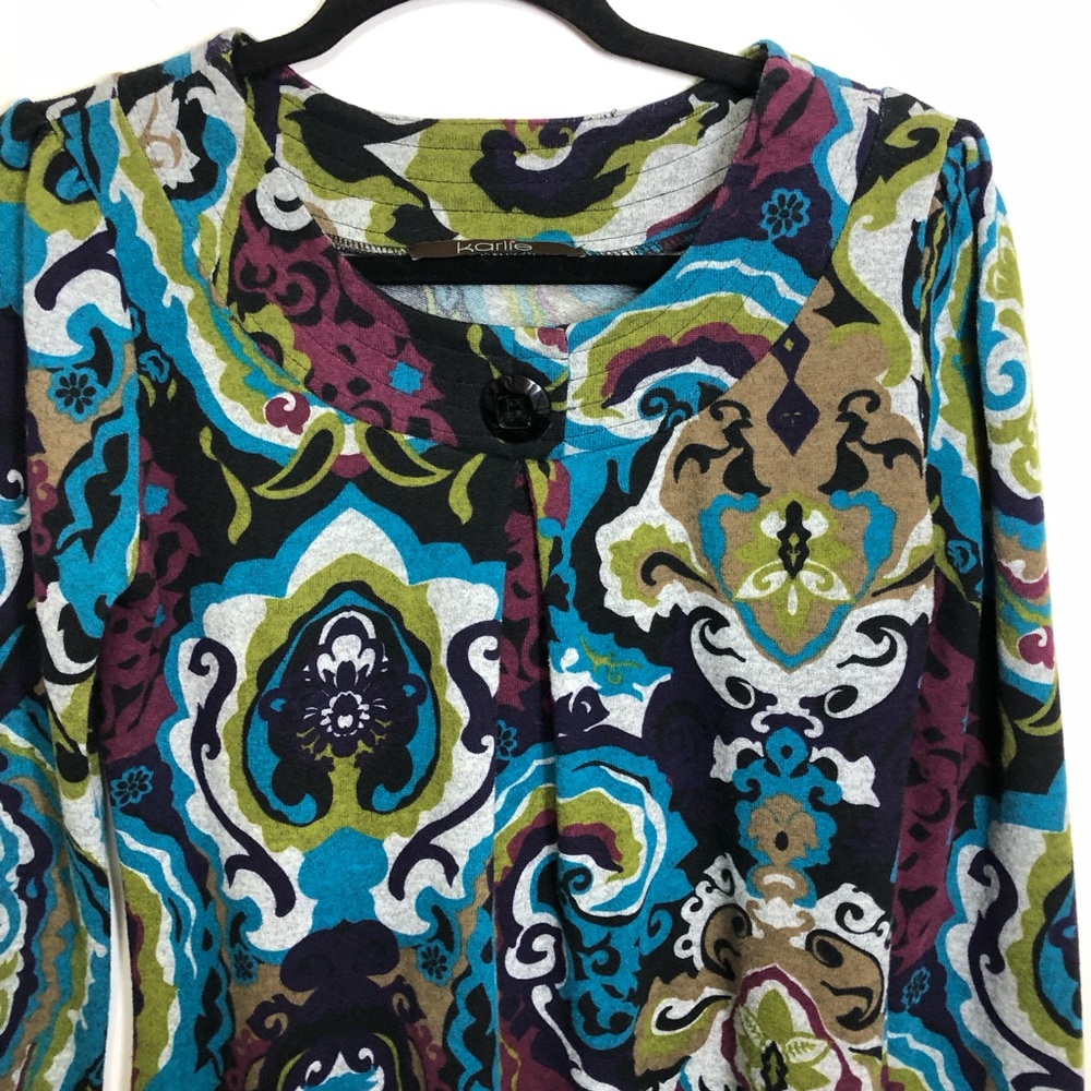 Karlie Long Sleeve Knit Dress‎ Sz Small-Medium Tags Missing Multicolor Abstract - Picture 3 of 13